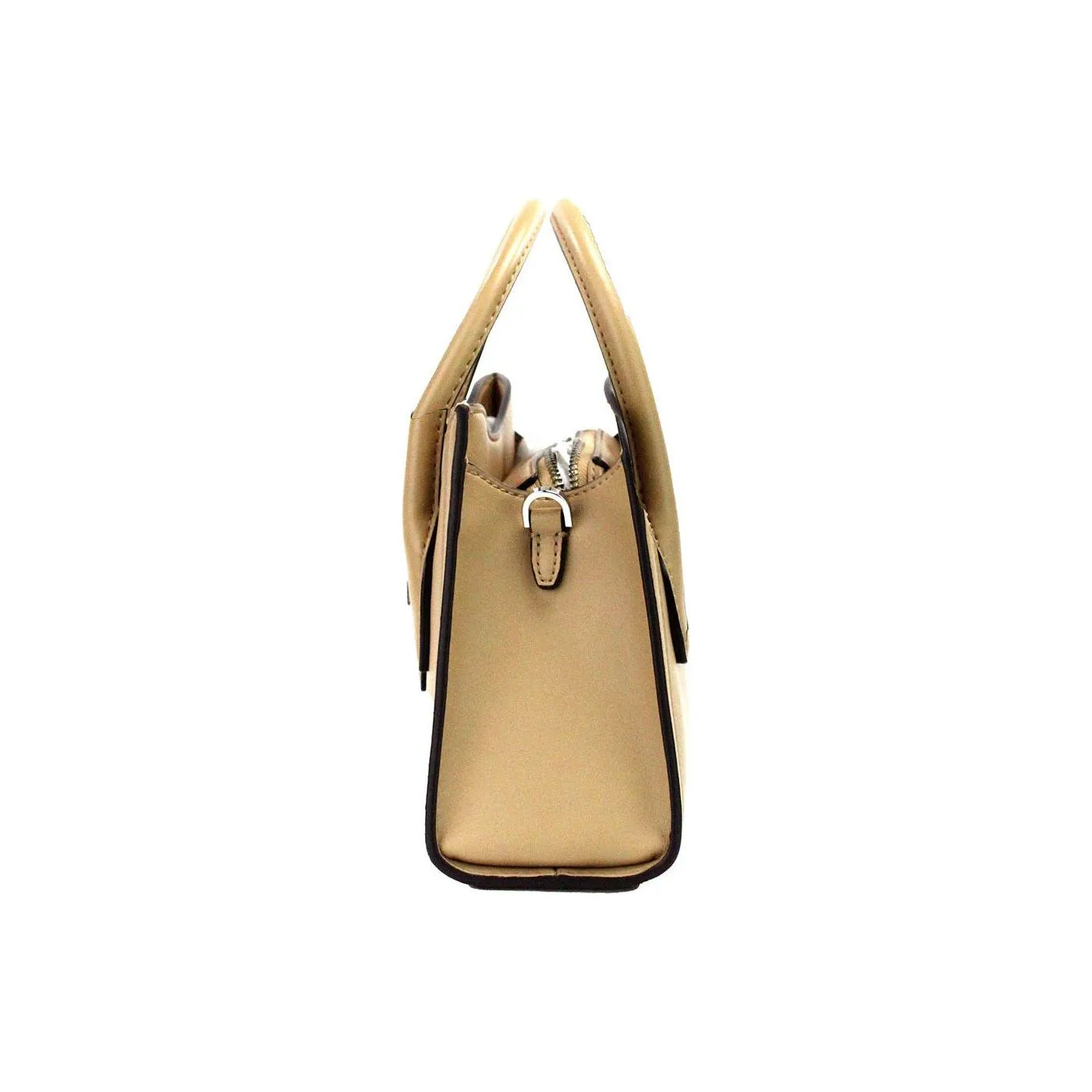 Michael Kors Gabby Small Camel Faux Leather Top Zip Satchel Crossbody Bag