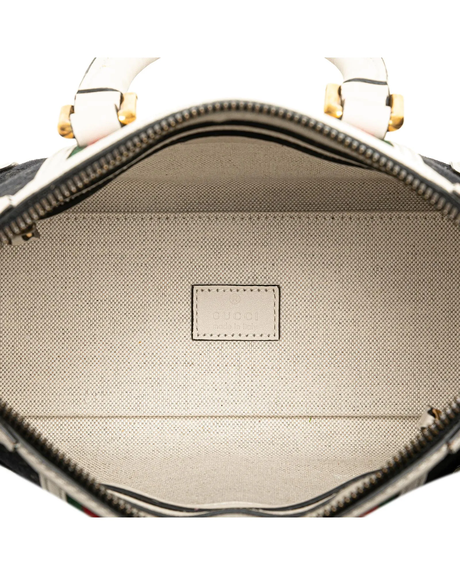 Mini GG Canvas Bauletto Satchel with Leather Trim and Rolled Handles