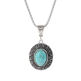 New Arrival Fashion Green Turquoise Tibetant Silver crystal rhinestone blue Pendant Necklace jewelry for Women