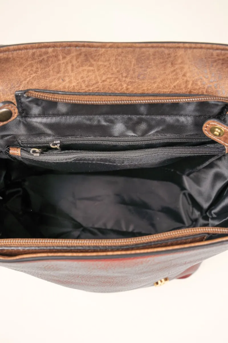 NGIL Camel Faux Leather Haley Satchel Backpack