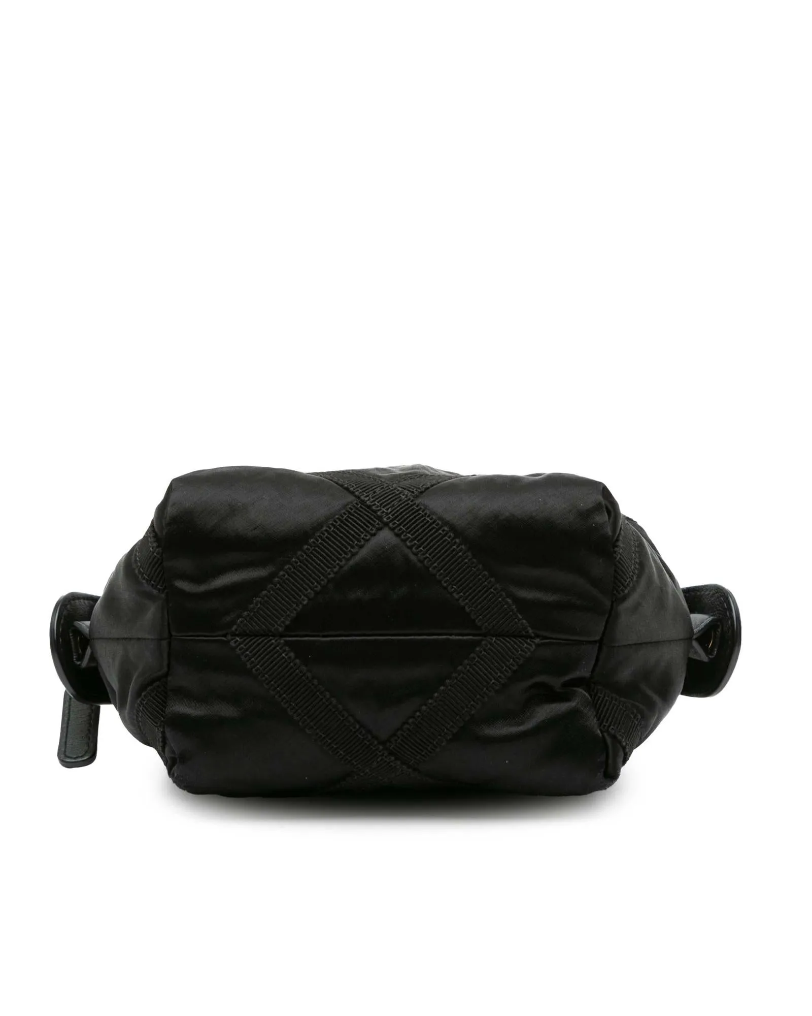 Nylon Grosgrain Clutch with Leather Trim and Chain Strap
