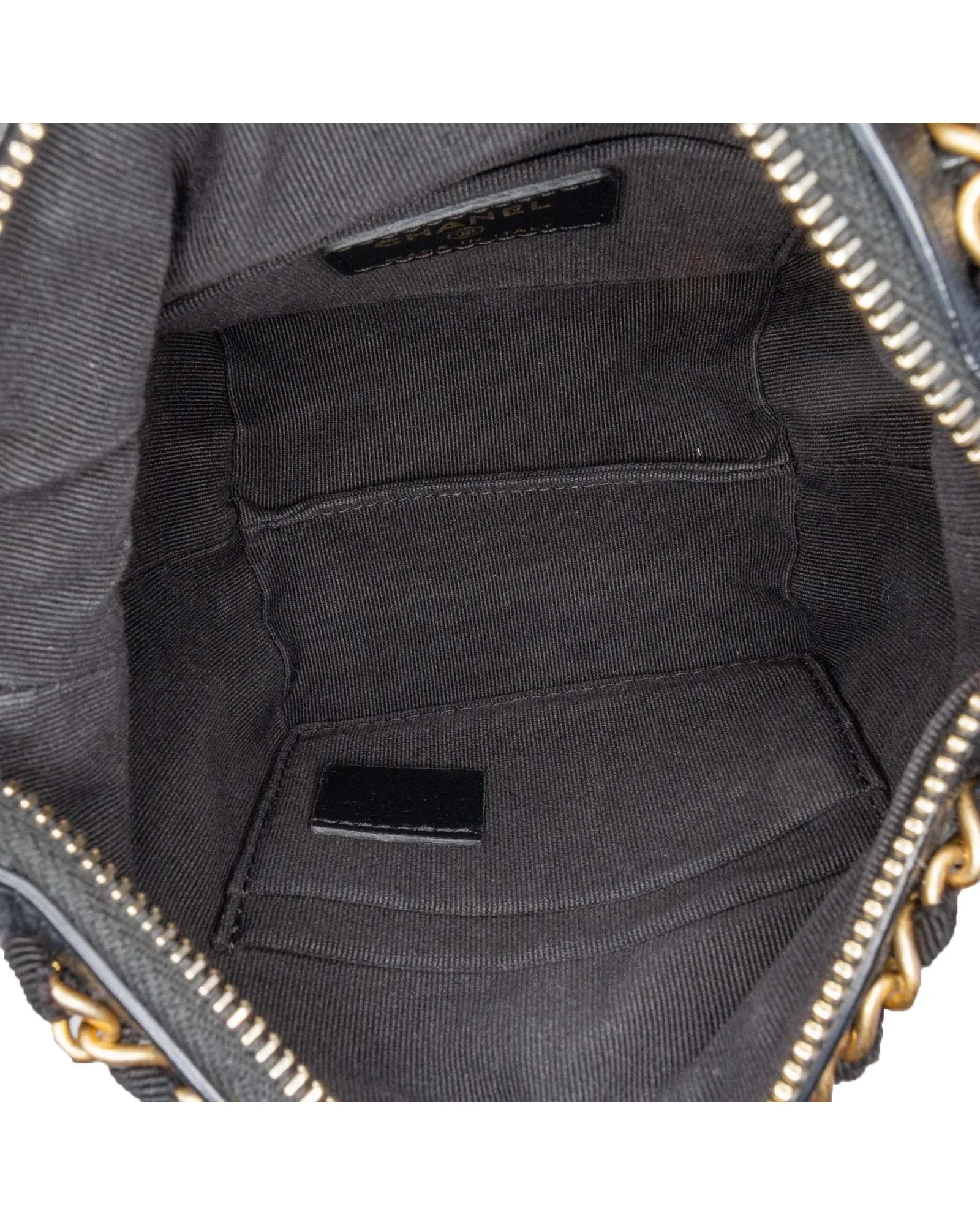 Nylon Grosgrain Clutch with Leather Trim and Chain Strap