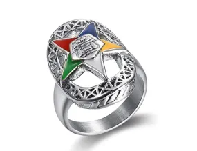 Order of The Eastern Star Ring Masonic Gift Silver Sisterhood Ring OES Accessory Women Mason Jewelry