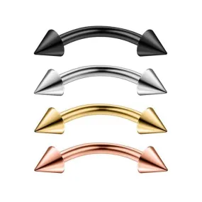 Pierce2GO 4 Pcs 16G 316L Stainless Steel Curved Spiked Snake Eye Bite Kit Eyebrow Ear Navel Tongue Belly Lip Ring Set 9/16" Barbell Body Piercing Jewelry