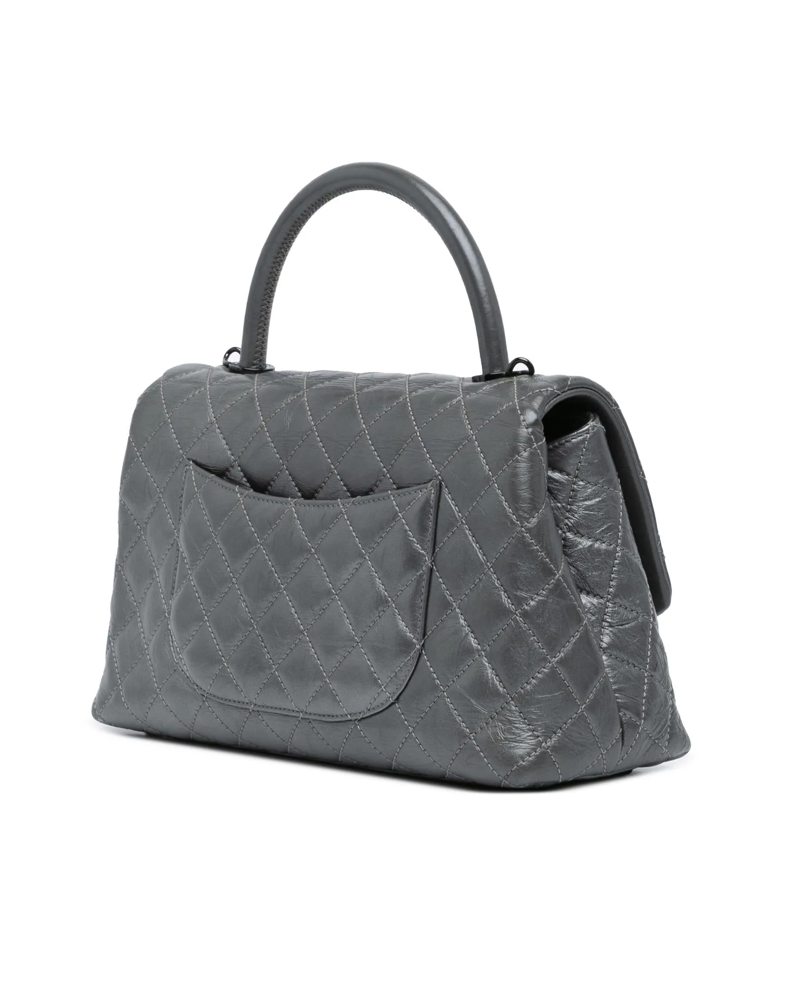 Quilted Leather Coco Satchel with Chain Strap and Turnlock Closure
