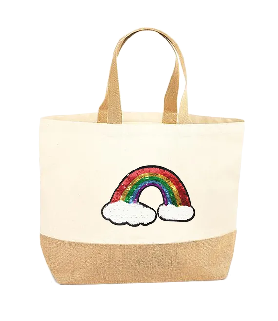 Reversible Sequin Rainbow XL Tote Bag