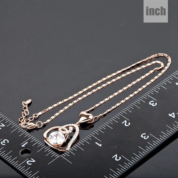 Rose Gold Plated Stellux Crystals Heart Pendant Necklace for Valentine's Day Gift of Love
