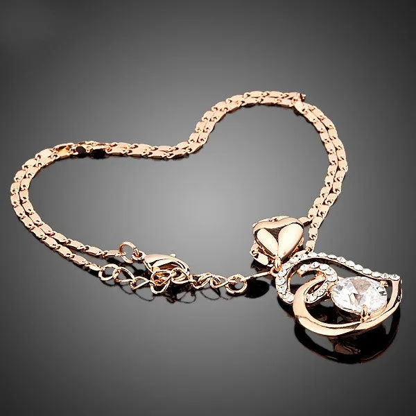 Rose Gold Plated Stellux Crystals Heart Pendant Necklace for Valentine's Day Gift of Love