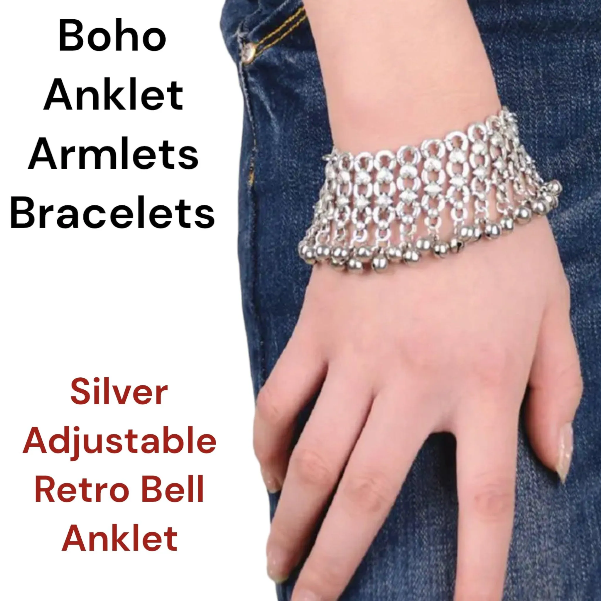 Silver Mini Bells Tassel Anklets