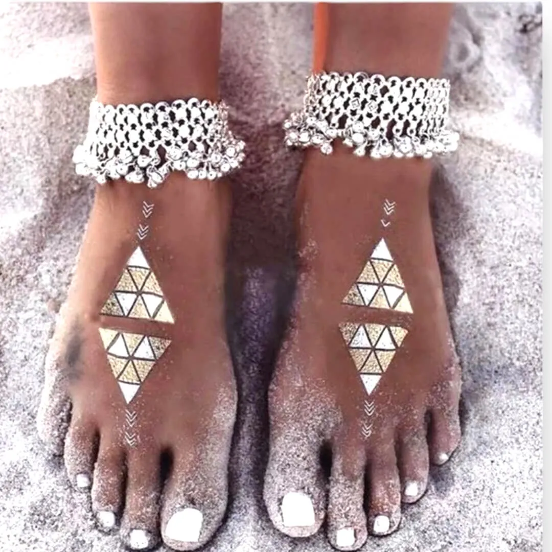 Silver Mini Bells Tassel Anklets