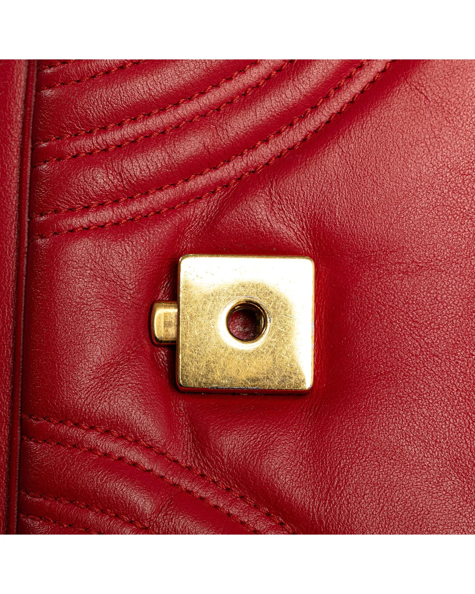 Small Leather Top Handle Satchel with Gold Tone Chain Strap and Quilted Design