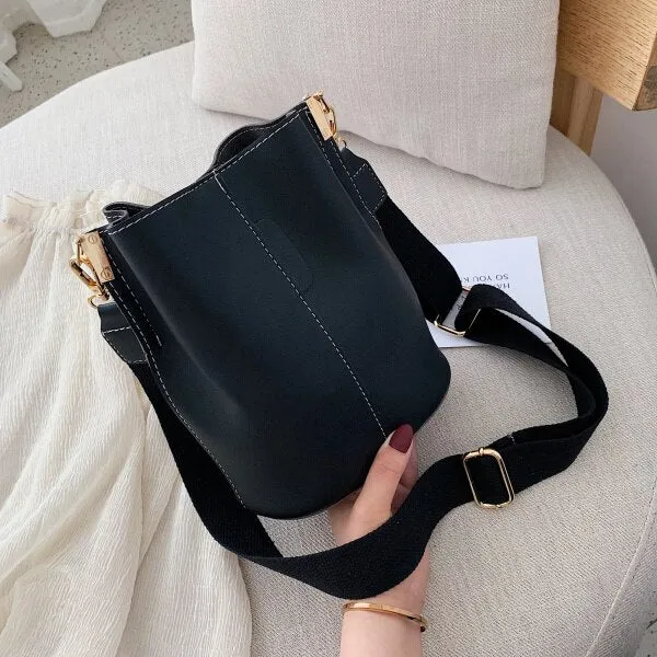 Solid Color Pu Leather Bucket Bags For Women 2019
