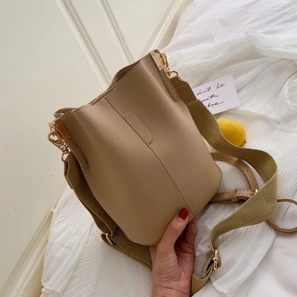 Solid Color Pu Leather Bucket Bags For Women 2019