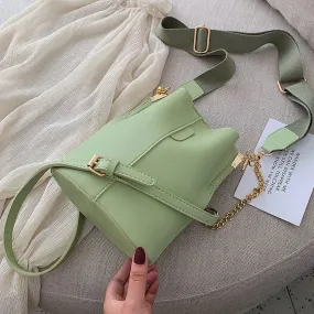Solid Color Pu Leather Bucket Bags For Women 2019