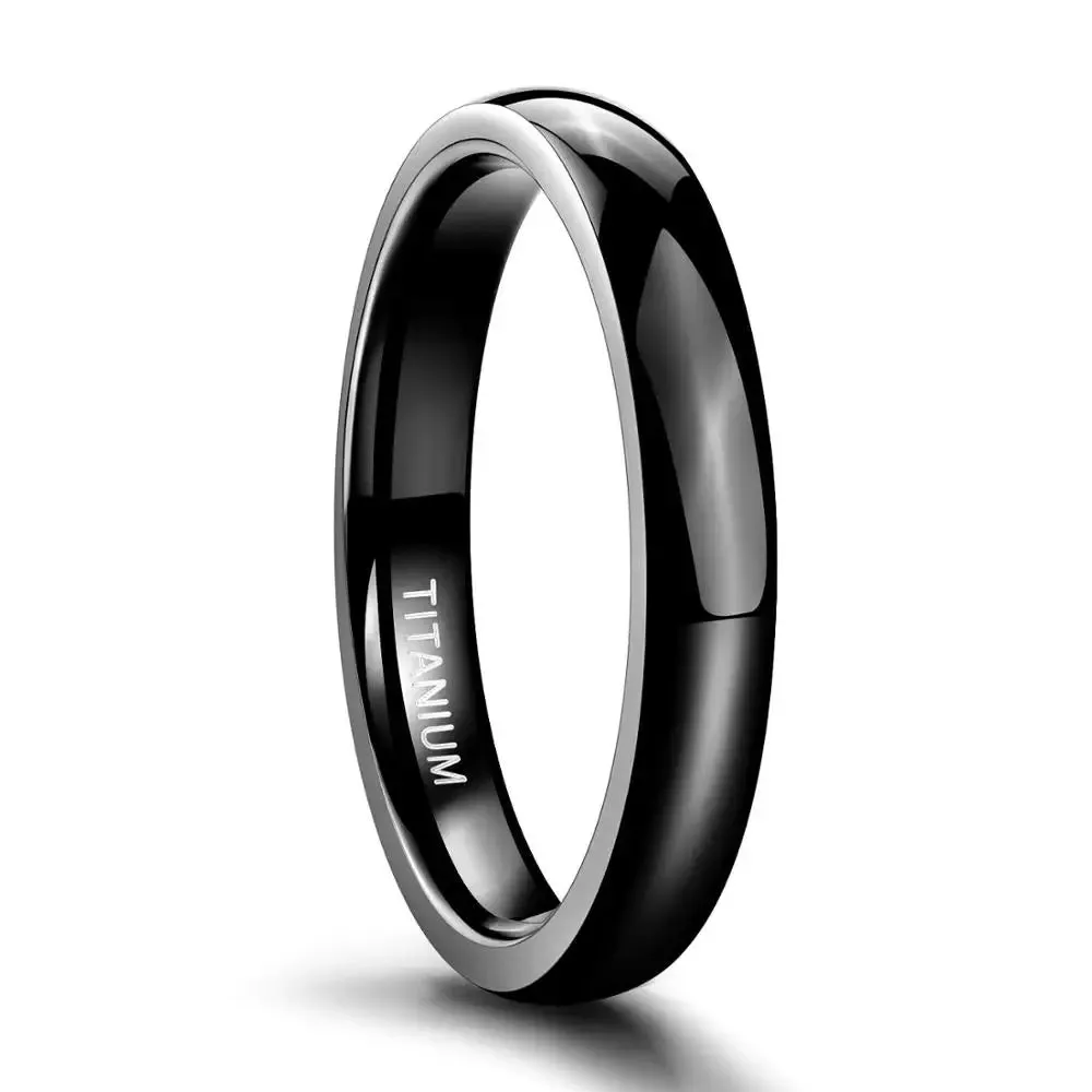 Somen 4mm Titanium Black Rings For Men Women Fashion Jewelry For Wedding Engagement Rings Classic Boyfriend Christmas Gift