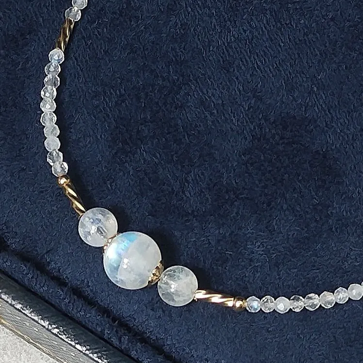 Stunning Natural Moonstone & 14k Gold Filled Anklet