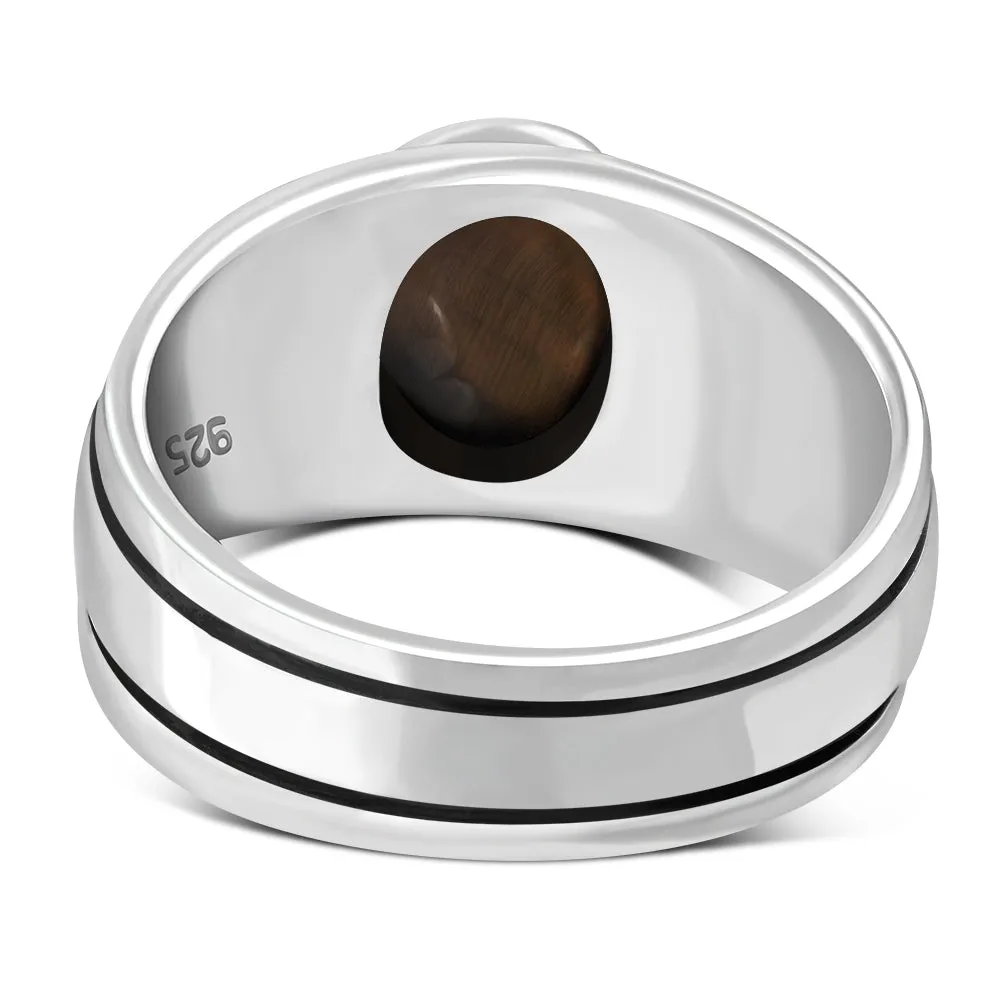 Tiger Eye Stone Solid Sterling Silver Ring