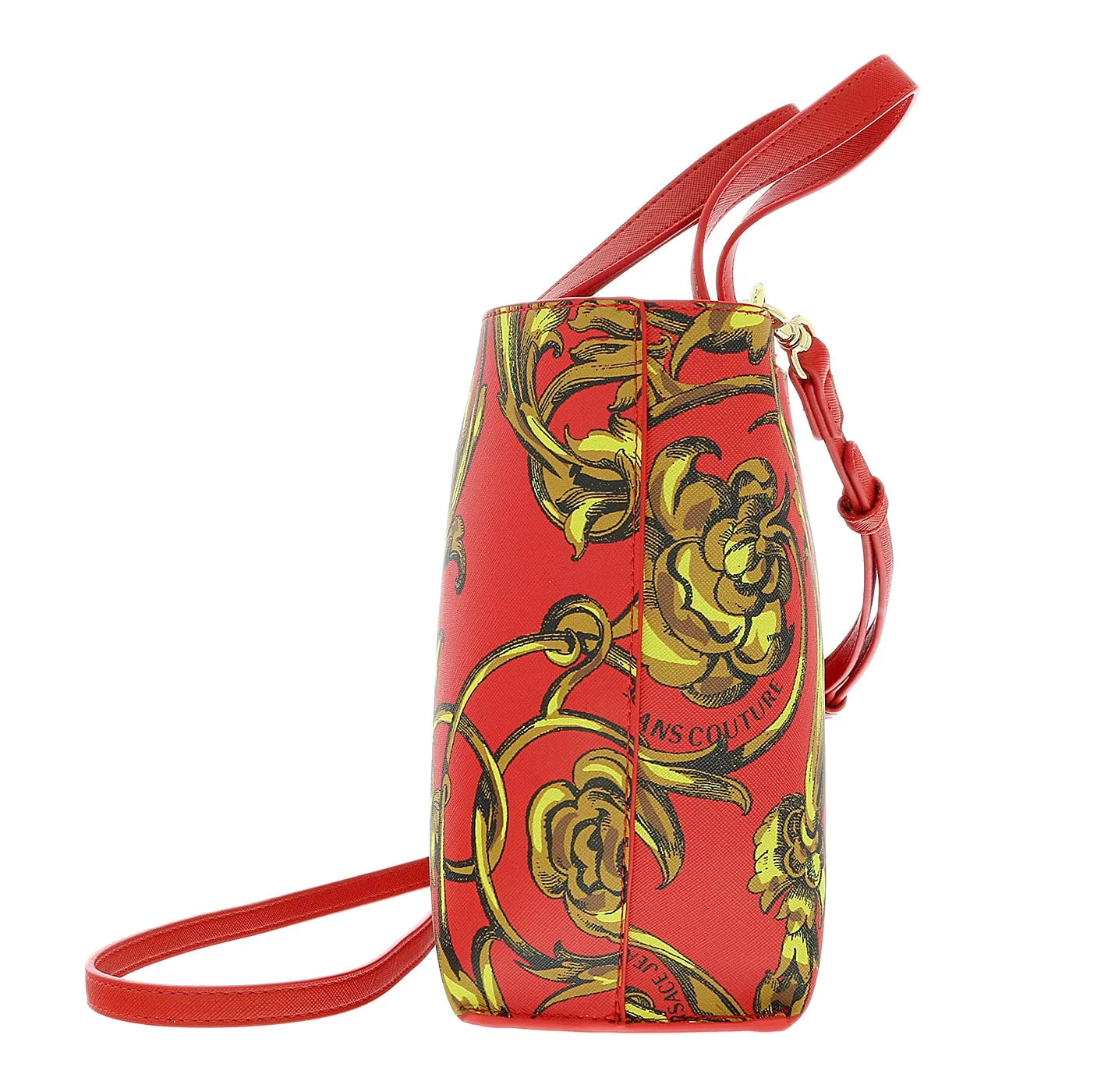 Versace Jeans Couture Red Baroque Print Reversible Signature Shopper Tote Bag
