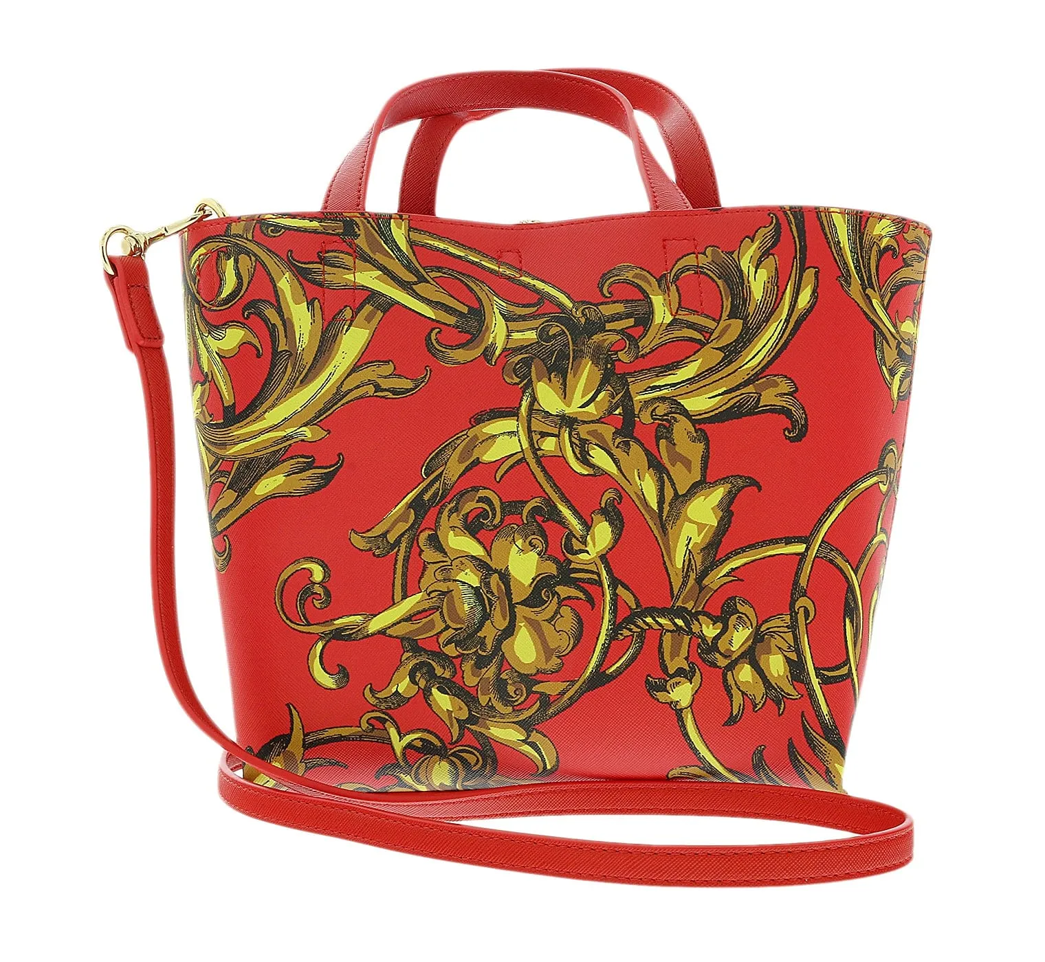 Versace Jeans Couture Red Baroque Print Reversible Signature Shopper Tote Bag