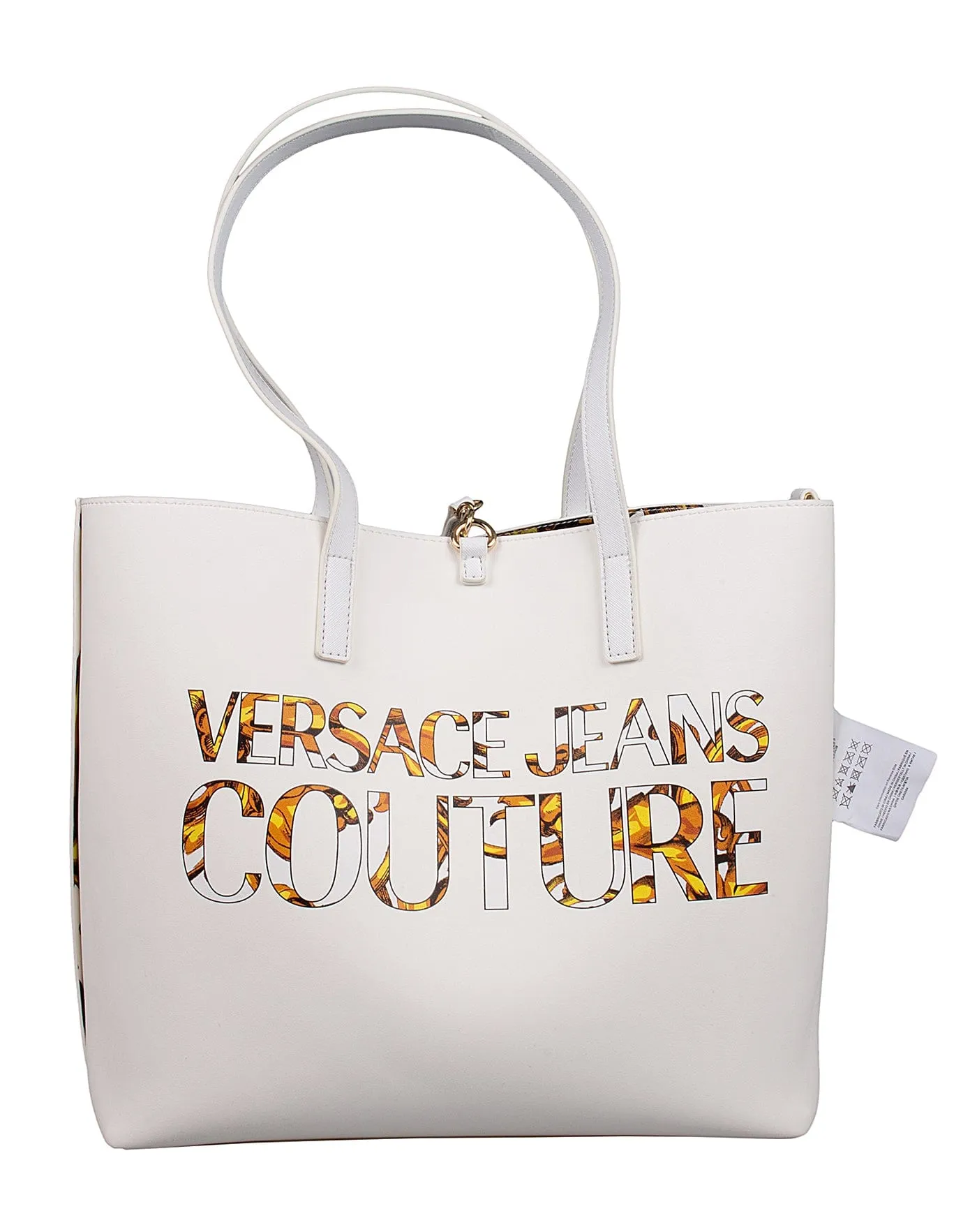 Versace Jeans Couture White Floral Reversible Signature Shopper Tote Bag