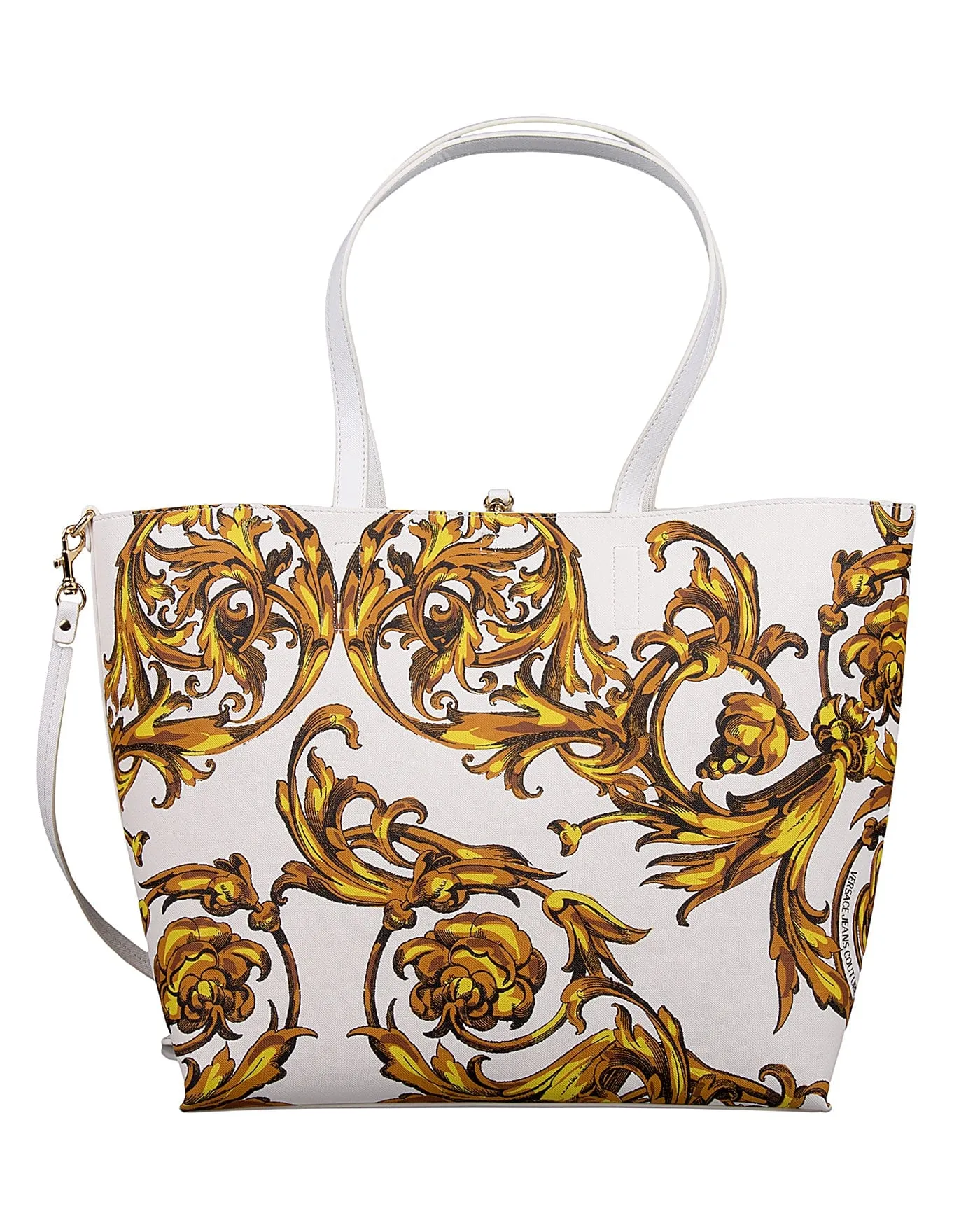 Versace Jeans Couture White Floral Reversible Signature Shopper Tote Bag