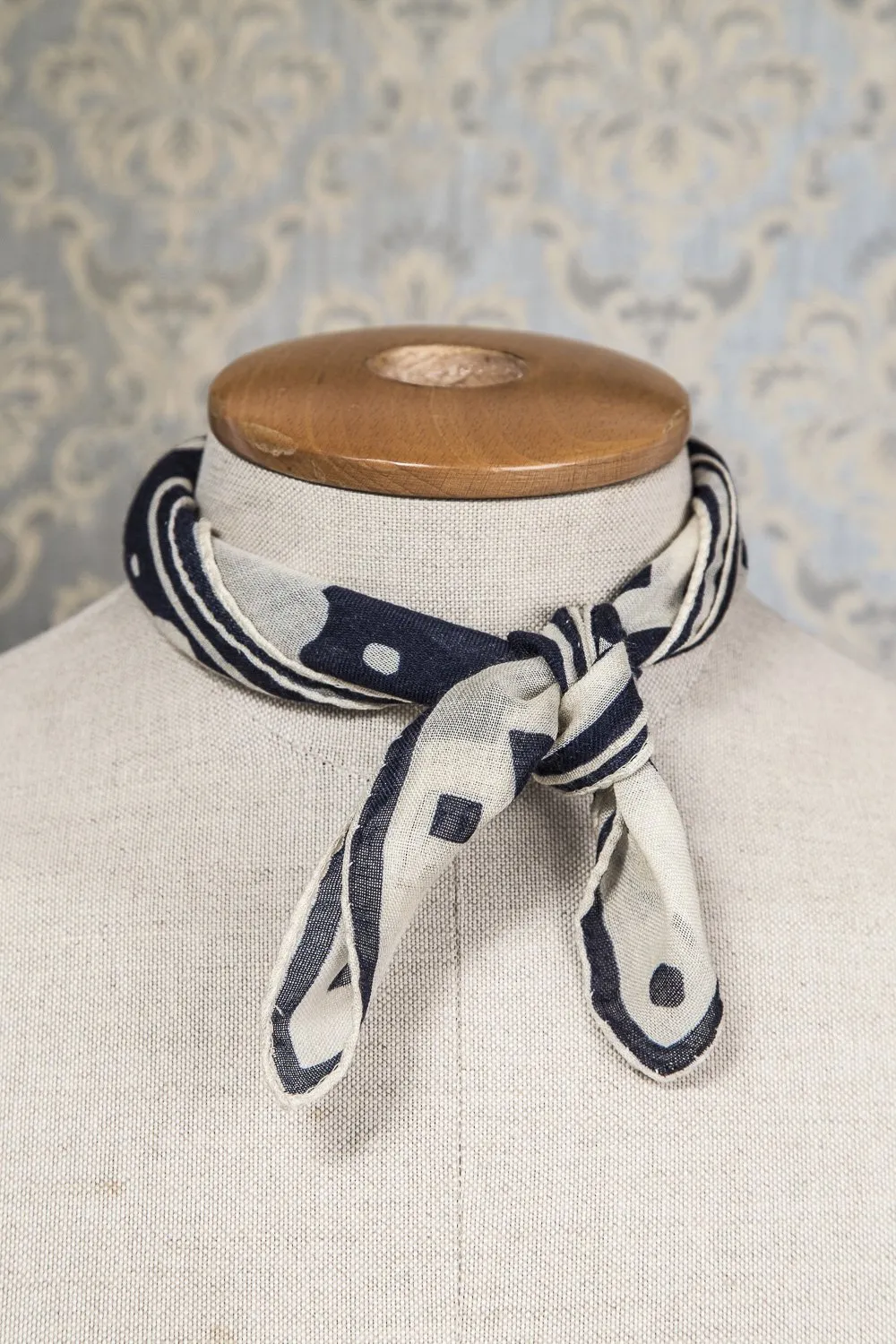 Wool Silk Bandana - Blue Foulard