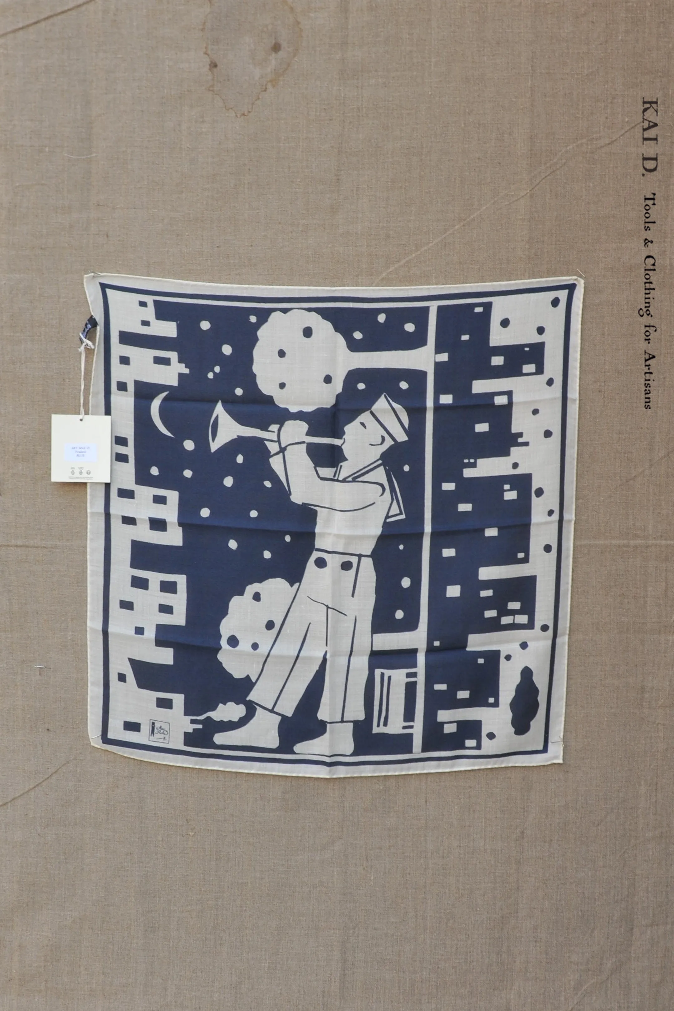 Wool Silk Bandana - Blue Foulard