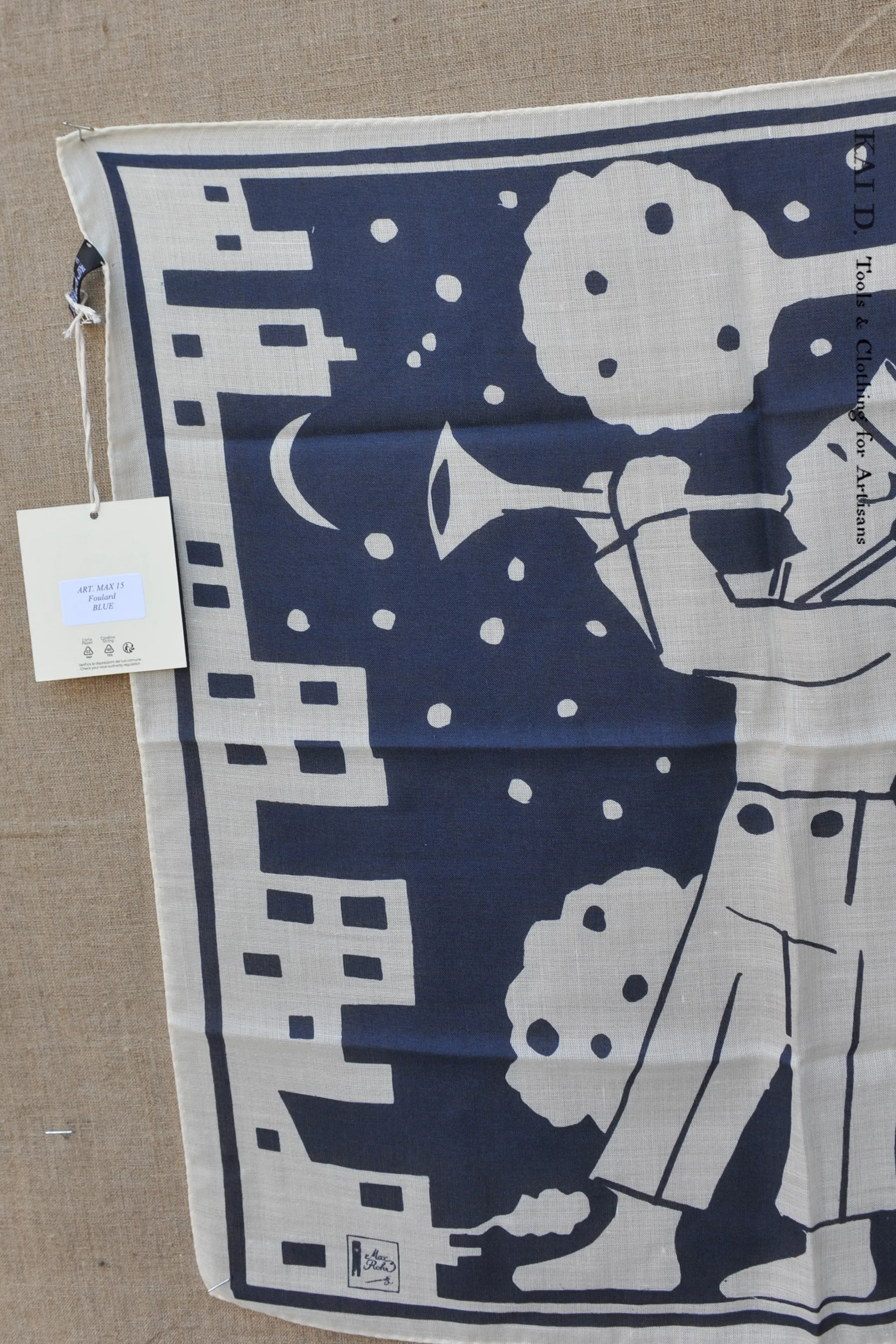 Wool Silk Bandana - Blue Foulard
